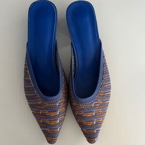Blue and Orange Women's Slip-On Mules Shoes
